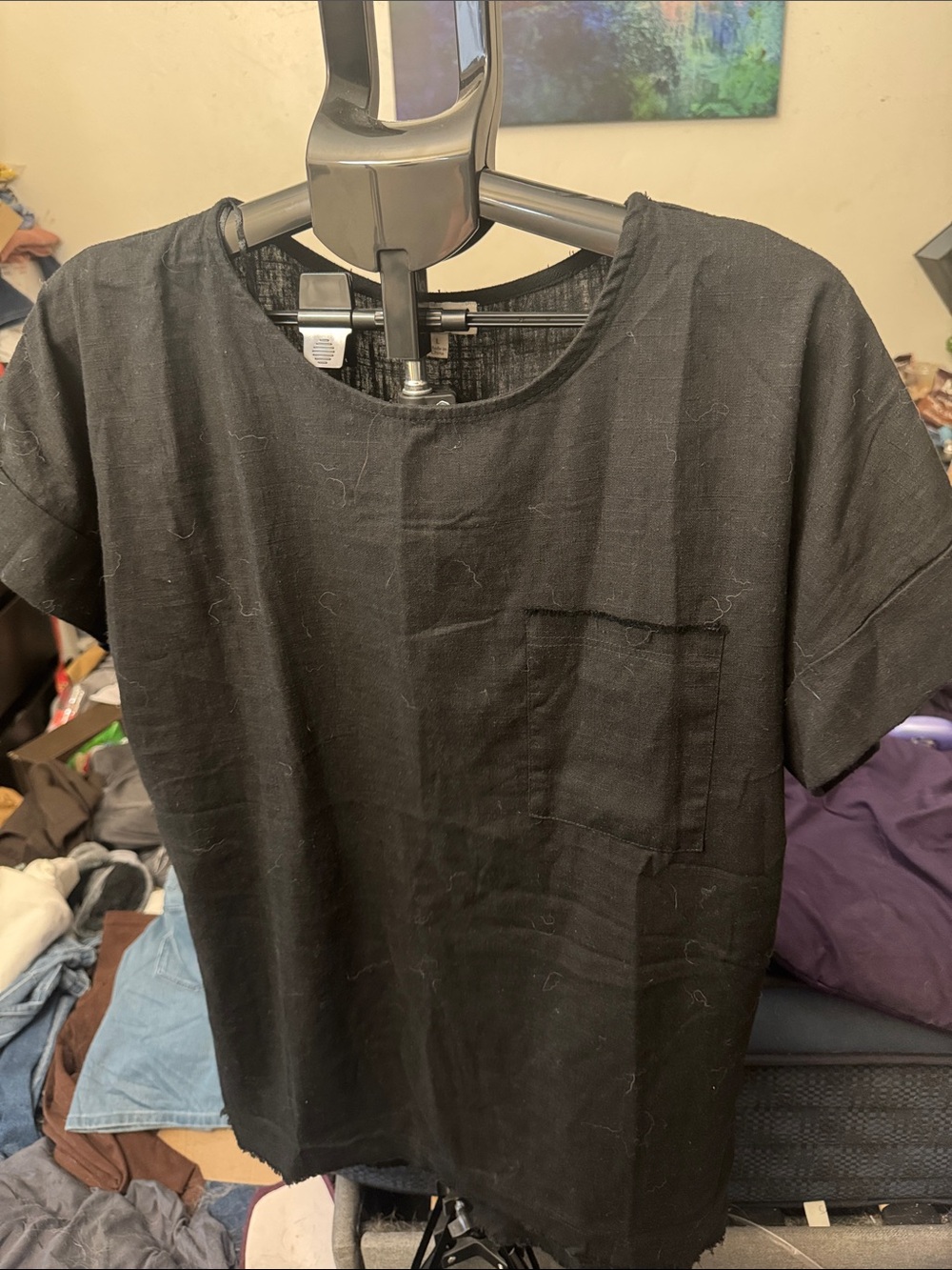 NWOT Umgee Black Short Sleeve Pocket Blouse